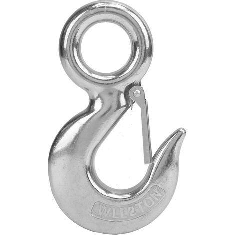 Crochet d'élingue à œillet avec verrou de sécurité, en acier inoxydable, pour le levage de charges marines, capacité 2 tonnes. (1/5)