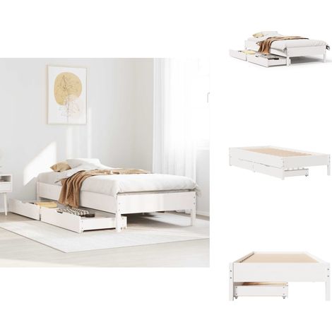 Cadre de lit sans matelas blanc 90x190 cm bois de pin massif - Cadre De Lit - Cadres De Lit - Meuble De Chambre À Coucher - Lit (1/5)
