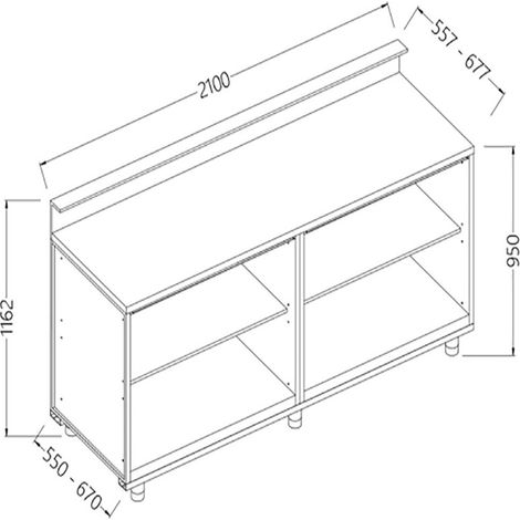 Comptoir de bar neutre 2100 x 550 x 1162mm - Diamond