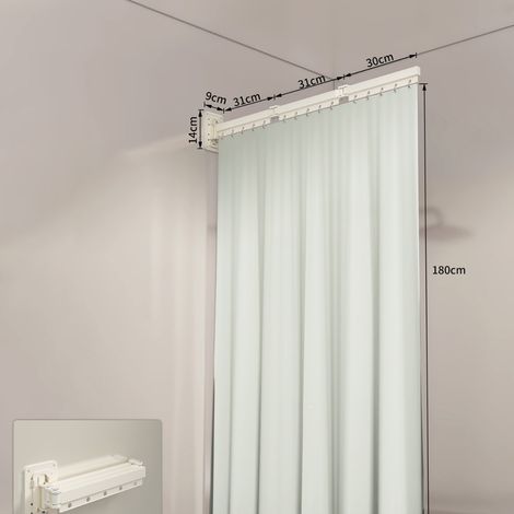 Rideau de douche pliant, étendoir à linge, tringle à rideau de douche pliable, anti-moisissure, imperméable, lavable,à fixation murale(3 plis)blanc (1/5)