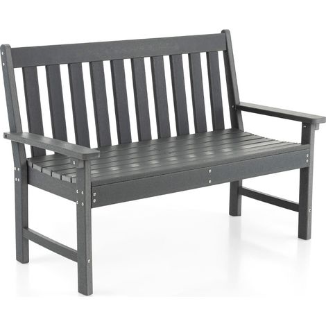Panca da giardino in HDPE 132 x 65 x 91 cm resistente alle intemperie seduta curva comoda per uso esterno grigio 200020546