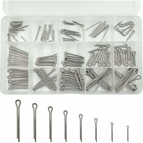 150 Pièces Goupilles Fendues en Acier Inoxydable Goupilles Fendues de Sécurité Fixations Mécaniques 15 Goupilles Fendues en Métal de Différentes Tailles Avec Boîte D'assortiment,Adélala,de (1/4)