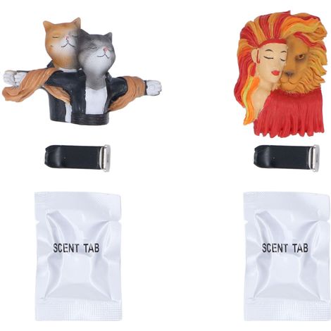 Diffuseur de parfum voiture mignon clip aération forme cartoon animal, décoration parfumée pour intérieur bureau maison, lot de 2. (1/5)