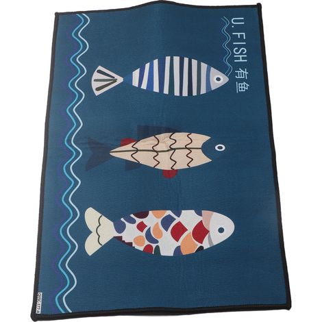 Tapis de cuisine, tapis de salle de bain, tapis de toilette, tapis de porte de chambre, tapis d'entrée, tapis à longues bandes avec motif de poisson, 4060 cm, vente en gros d'usine. (1/5)