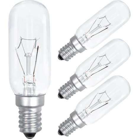Pack of 4 E14 Cooker Hood Bulbs 40W 230V Warm White 2700K T25 SES Base (1/5)