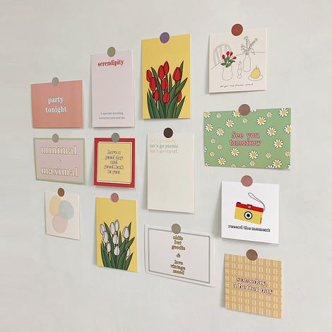Décoration murale en forme de tulipe, motif géométrique à blocs de couleur, style coréen, accessoires photo pour dortoir (1/3)