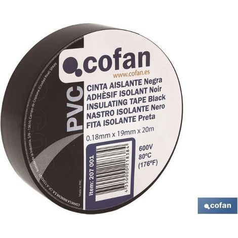 cinta aislante 180 micras negra 19mmx20 metros caja 10 unid.