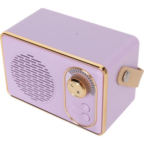 Enceinte Bluetooth 5.0 rétro vintage, mini enceinte Bluetooth, lecteur MP3 rechargeable avec carte mémoire, entrée auxiliaire et port USB, idéale pour le camping et les fêtes (violet). (1/5)