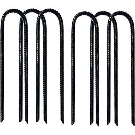 Lot de 6 piquets de fixation 8mm en U pour toiles de paillages jardin Fixation pour paillis, pour Fixer Les Clôtures,Les tentes,Les Auvents, Le Camping,Les Trampolines (1/4)