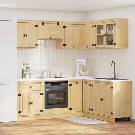 Schrank mit Regal SKI 8 pcs Honigbraun Massives Kiefernholz