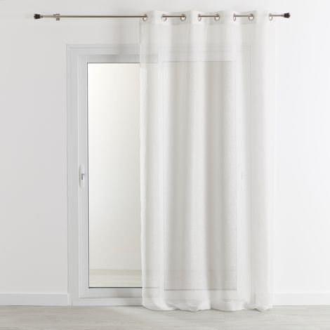 Rideau voilage 100% lin fluide Blanc 140x260 cm (1/4)