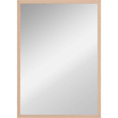 Miroir mural 50 x 70 cm, miroir décoratif avec 4 crochets, miroir rectangulaire pour chambre, salle de bain (1/5)