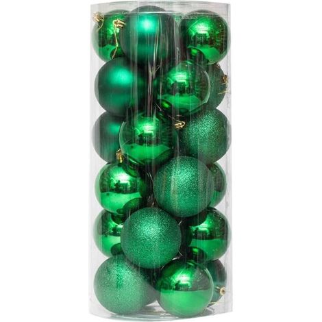 24 Stück Weihnachtskugeln zum Aufhängen, Ornamente für Weihnachtsbaum, Hochzeitsfeier, Dekoration (grün)