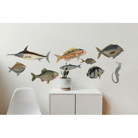 Sticker mural poisson, décoration autocollant, 48x68cm - Ajoutez une touche de couleur à votre intérieur avec ce sticker mural autocollant poisson  (1/5)