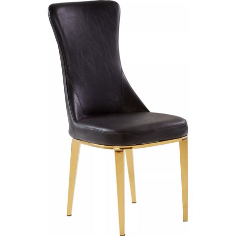 Interiors by Premier Black Leather Dining Chair, Effortless Cleaning Lounge Chair for Living Room, Space-Saving Dining Chair (1/5)