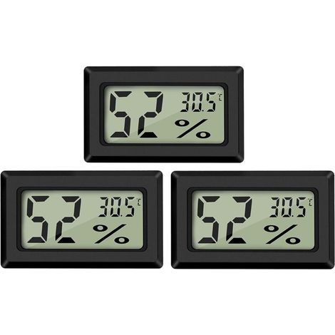 (3 unidades) Mini termómetro-higrómetro digital LCD, temperatura de -50 a 70 °C, humedad relativa del 10 al 99 %, termómetro portátil (1/5)