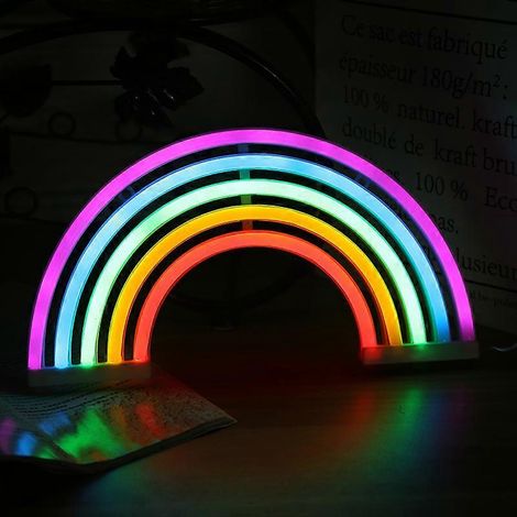 Veilleuse arc-en-ciel pour enfants, cadeau de Noël, lumières néon LED arc-en-ciel pour décoration murale, décoration de chambre, décoration intérieure, fête, décoration de Noël (1/5)