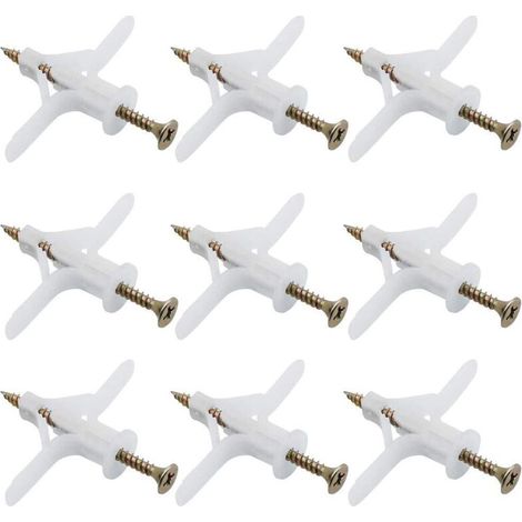 50 Chevilles pour Plaque de Plâtre Ensembles Plastique Tuyau D'expansion Avion Auto Foreuse d'extension Tube Chevilles Utilisé pour la Plupart des Murs Légers Plaques de Plâtre