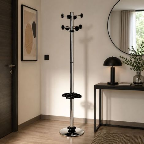 Appendiabiti da terra moderno con accessori in plastica Cromato lucido (1/3)