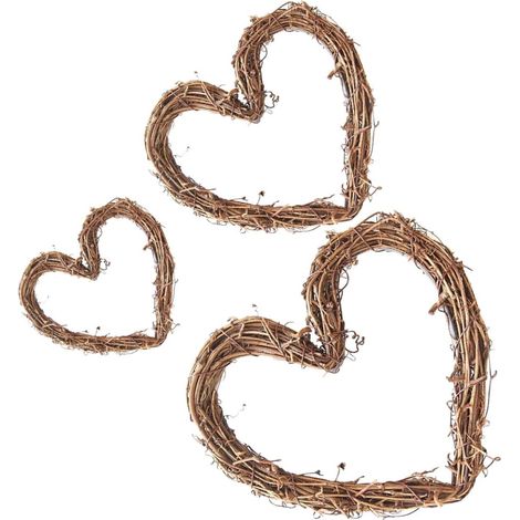 Guirlande en Rotin 3 Pcs Forme Cœur Beige, Décoration Mariage Simple, pour Décoration Maison et Fond Photo (1/5)