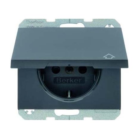 BERKER 47517206 STECKDOSE SCHUKO MIT KLAPPDECKEL BERKER K.1 ANTHRAZIT, MATT