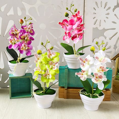 Bonsai Orchidée Artificielle - Pot en Céramique - Hauteur 27 cm - Décoration Intérieure Bureau Jardin Balcon - 1 Pièce (1/5)