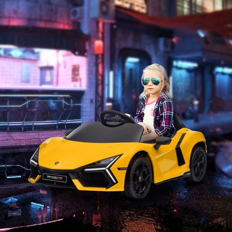 Testbericht zum 12V Lamborghini-Elektroauto mit Lizenz, ferngesteuertes Elektrofahrzeug, Geschwindigkeit 3-5 km/h, für Kinder von 3-5 Jahren, gelb (1/5)