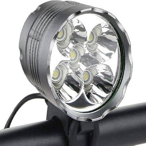 Éclairage vélo, lampe frontale LED 6000 lumens, étanche, avec batterie rechargeable et 3 modes d'éclairage pour VTT. (1/4)