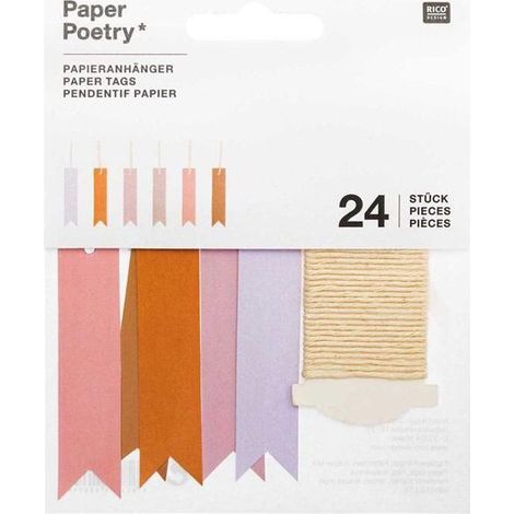24 étiquettes fanion - Rose (1/2)