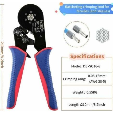 Crimpwerkzeug-Set, 0,08–16 mm²/28–5 AWG, mit 1200 Crimp-Anschlüssen, selbstjustierendem Werkzeug, Kabelcrimpwerkzeug (1/5)