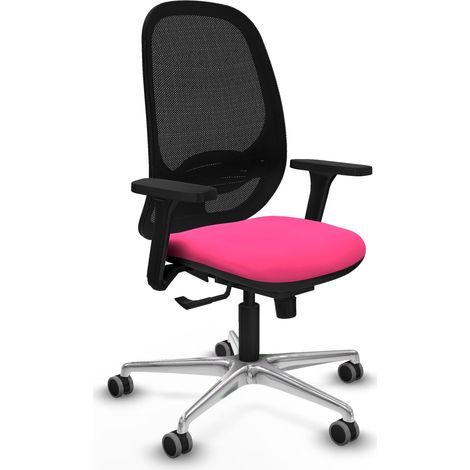 Chaise de bureau piqueras y crespo Cilanco noir aluminium maille (1/2)