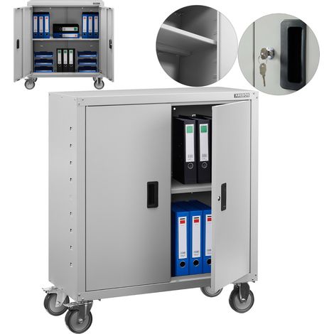 AREBOS Armadio Classificatore Armadio Ufficio Pratico Armadio Con Ruote Grigio (1/5)