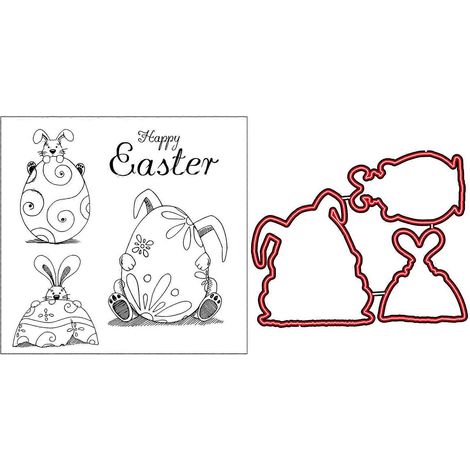 Osterhasen-Ei-Siegelstempel mit Stanzformen, Schablone, DIY-Scrapbooking, Prägung
