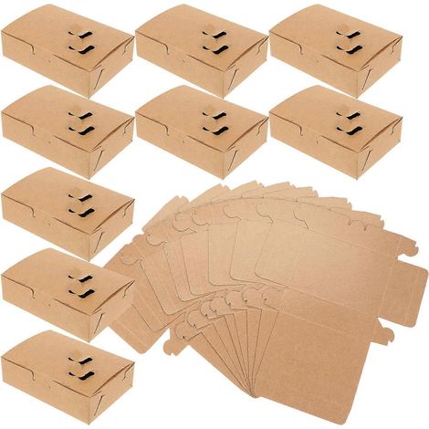 Boîtes d'emballage alimentaire en papier kaki, utilisées pour le stockage, design simple, portables et légères, 25 boîtes par paquet. (1/5)