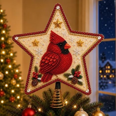 Neues Produkt: Sternförmige Weihnachtsbaumspitze aus Acryl, 10 x 10 x 0,2 cm – Roter Vogel
