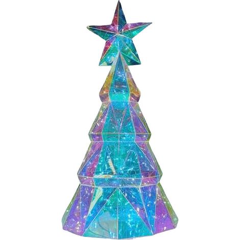 LED sapin de Noël décoration lampe, allumé Polyhedra sapin de figurine Noël avec étoile festif décoration de fête pour la maison table décoration (1/5)