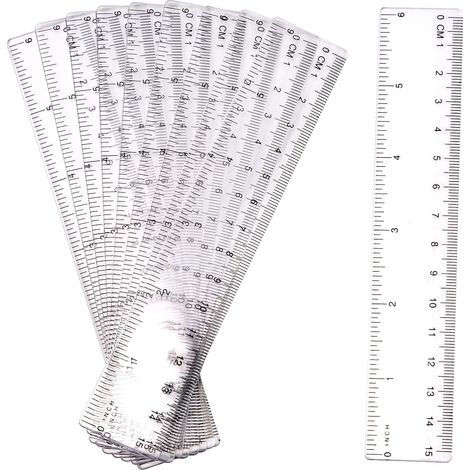 Ruler - 15 Cm - Transparent Plastic - Dual Scale Cm And Inch - School Office Measuring Tool - Pack Of 10