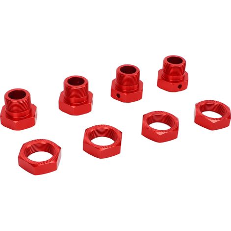 4 pièces adaptateurs hexagonaux de roues RC 24mm en aluminium robuste avec broches couvercles pour ARRMA 1/5 rouge (1/5)