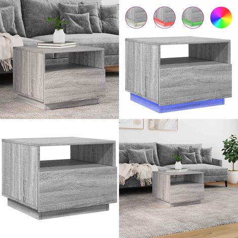 Table basse avec lumières LED sonoma gris 50x49x40 cm - Table Basse Design - Table Basse Led - Table Basse Lumineuse - Meuble Tv - Table D'appoint - Home & Living (1/5)
