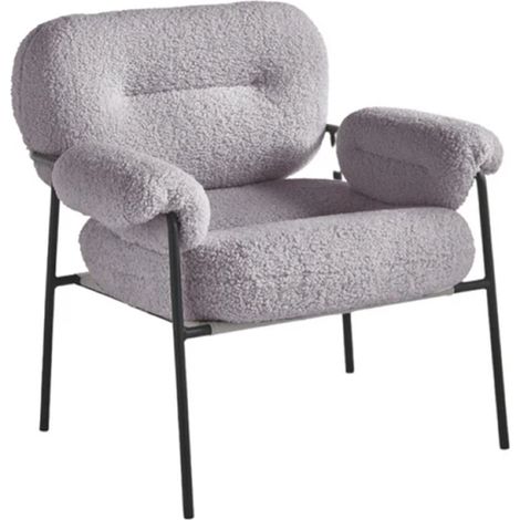 Poltrona in tessuto boucle' Grigio Scuro con struttura in metallo Nero KENT (1/5)