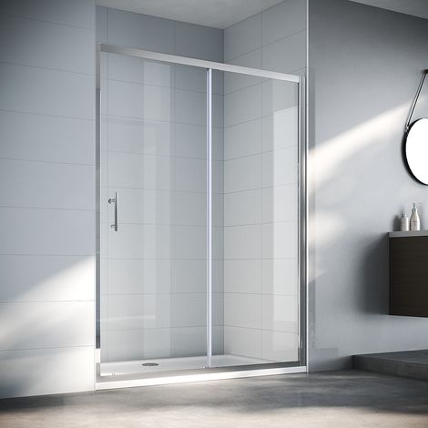 SIRHONA Porte de douche Coulissante Porte de douche coulissante réglable - Cadre en aluminium 140 cm