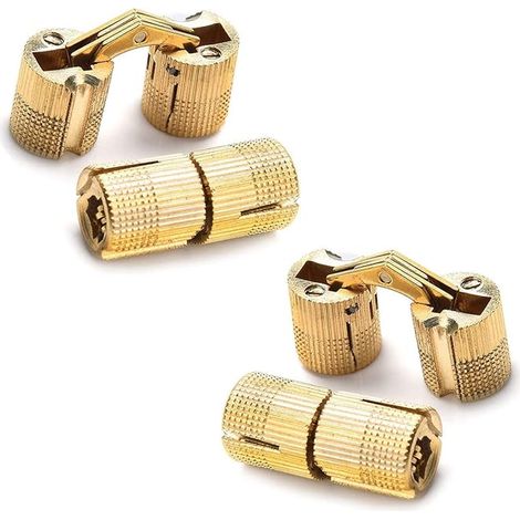Cylinder Hinges, Concealed Brass Hinges, 180° Opening Angle Invisible Barrel Hinge Replacement, Barrel Hinge for DIY Jewellery Box Hand Craft Accessory (10mm) (1/5)