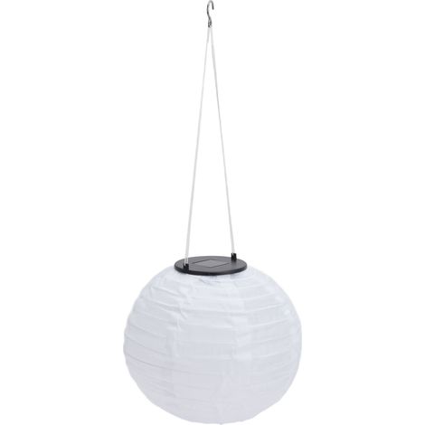 Lanterne chinoise solaire LED étanche en tissu, à suspendre, pour mariage, fête ou jardin, lumière blanche. (1/5)