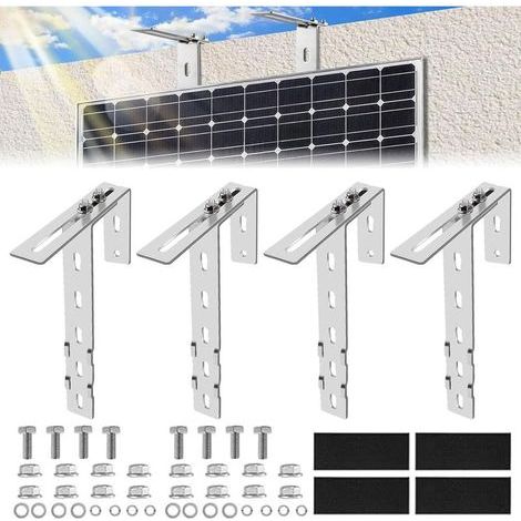 4er-Set Halterung für Solarpanel – Verstellbare Balkonhalterung für Solarpaneele – Kein Bohren erforderlich für Befestigungsset – Rund und eckig – Für Balkon, Dach (1/5)