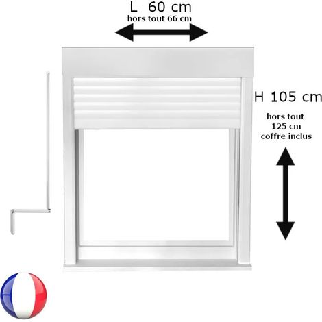 Fenêtre PVC 1 vantail avec volet roulant manivelle H 105 x L 60 cm pour pose en neuf - tirant droit (1/5)
