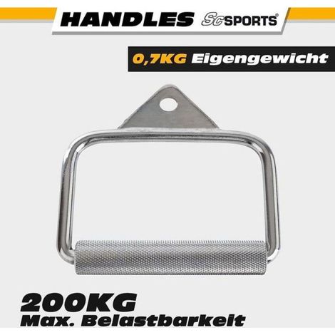 ScSPORTS® Einhand-Zuggriff – mit drehbarem Griff, Stahl, bis 200 kg, gerändelt, verchromt – Zuggriff mit Etikett (1/5)