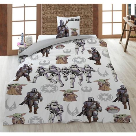 Parure de lit réversible Star Wars Mandalorian - 135 cm x 200 cm