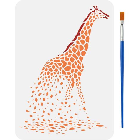 Pochoirs de Girafe Dispersée avec un Pinceau 29,7x21cm Pochoirs de Peinture de Fragments de Girafe Gabarit Thèmes Animaux PET pour Peinture sur Bois Sol Carrelage Mur Tissu Meuble DIY (1/5)