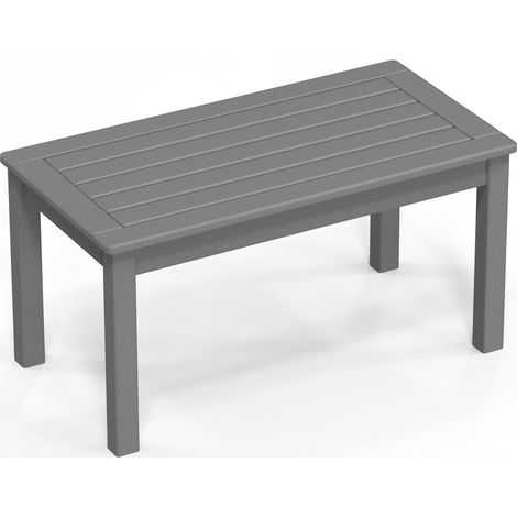 Ein tragbarer, klappbarer Beistelltisch aus HDPE, der vor Regen und Sonnenlicht schützt, mit den Maßen 35,4 x 17,7 Zoll (ca. 90 x 45 cm), geeignet für den Außenbereich, erhältlich in Schwarz und Grau. (1/5)