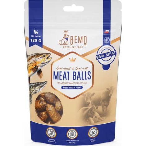 Polpette di manzo con pesce - snack semimorbidi per cani con pesce 180g